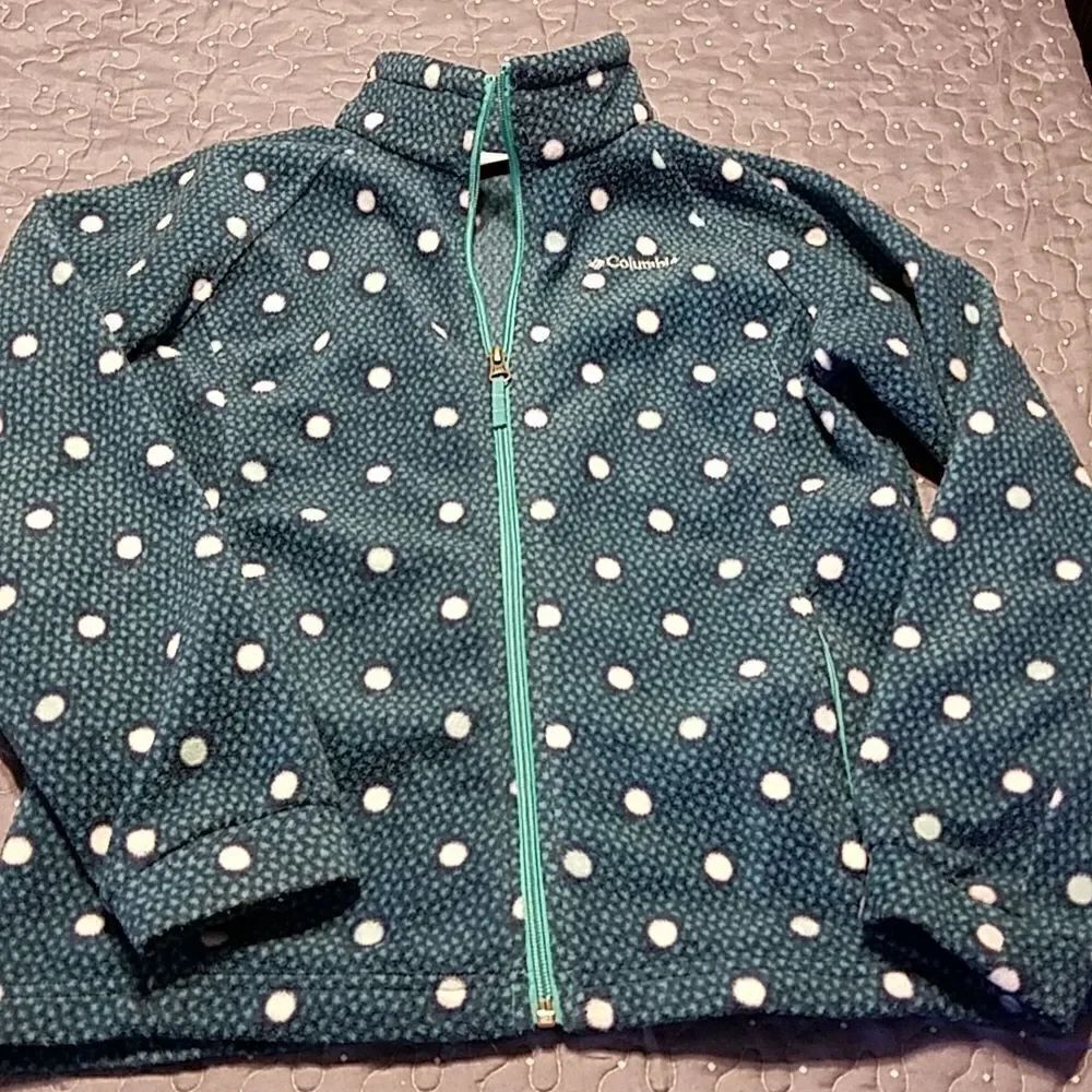 Columbia polka dot zip up fleece jacket size large